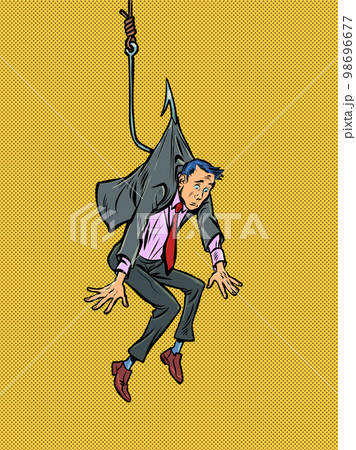 businessman man Lure trap people on a fishing hook. Dangerous love 98696677