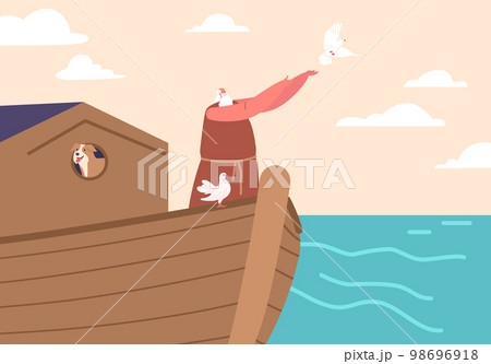 Biblical Story Saved By God Noah Letting Dove...のイラスト素材 [98696918] - PIXTA