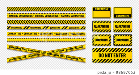 Various quarantine zone warning tapes and...のイラスト素材 [98697052] - PIXTA