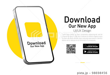 Download our new Mobile App. Empty screen smartphone for you app. Page mockup. Download app. Vector illustration. 98698456