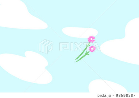 空を舞う二輪のピンク色の花 青空 イラスト 空を舞う二輪のピンク色の花 青空 イラスト 98698587