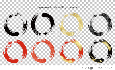 Circular gold leaf and ink brushstroke frame collection 98698892