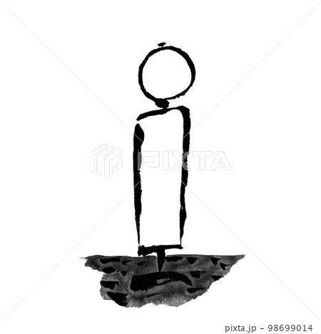 バス停のある街角の風景イラスト(墨の手描きイラスト) バス停のある街角の風景イラスト(墨の手描きイラスト) 98699014