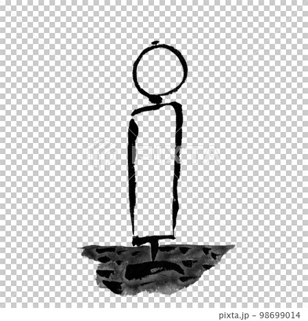 バス停のある街角の風景イラスト(墨の手描きイラスト) バス停のある街角の風景イラスト(墨の手描きイラスト) 98699014