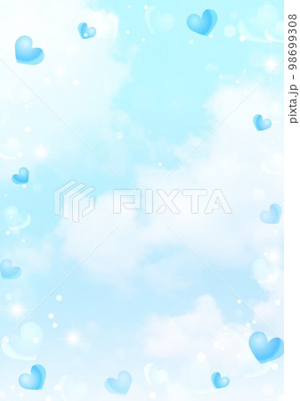 ハートと雲の背景 98699308