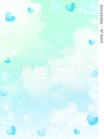 ハートと雲の背景 98699309