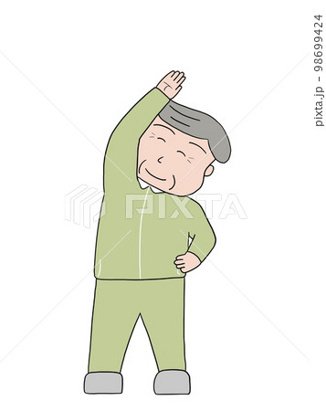 ラジオ体操する高齢者 98699424