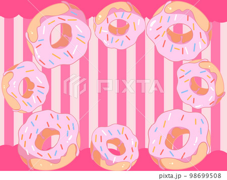ドーナツ背景(ストロベリーチョコ) 98699508
