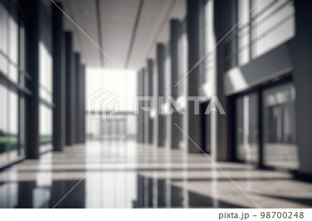 Blur background of empty entrance hall of modern public station or large convention center lobby 98700248