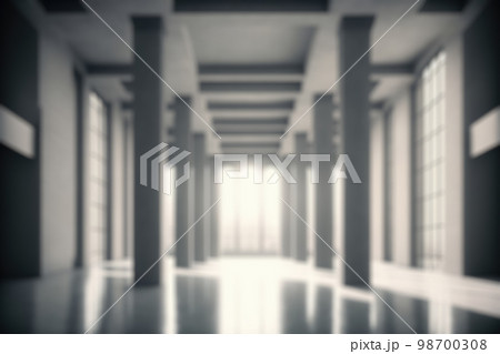 Blur background of large hall corridor inside office building background 98700308