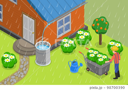 3D Isometric Flat Vector Conceptual Illustration of Rainwater Harvesting 98700390