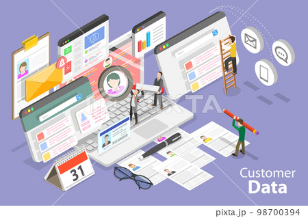 3D Isometric Flat Vector Conceptual Illustration of Customer Data 98700394