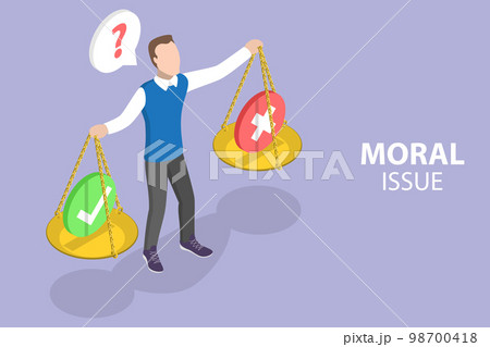 3D Isometric Flat Vector Conceptual Illustration of Moral Issue 98700418