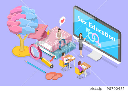 3D Isometric Flat Vector Conceptual Illustration of Sex Education 98700485