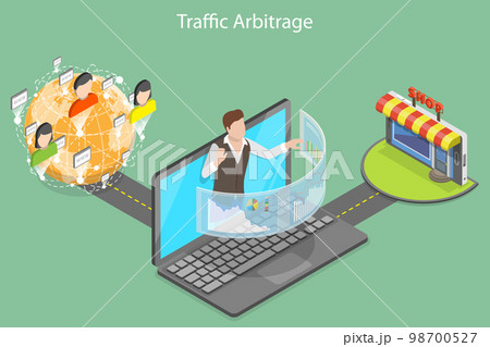 3D Isometric Flat Vector Conceptual Illustration of Traffic Arbitrage 3D Isometric Flat Vector Conceptual Illustration of Traffic Arbitrage 98700527