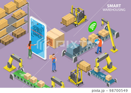 3D Isometric Flat Vector Conceptual Illustration of Smart Warehousing 98700549