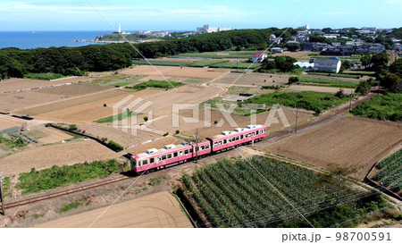 銚子電鉄海鹿島駅〜君ヶ浜駅空撮 銚子電鉄海鹿島駅〜君ヶ浜駅空撮 98700591