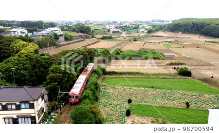 銚子電鉄海鹿島駅〜君ヶ浜駅空撮 98700594