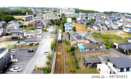銚子電鉄犬吠駅〜外川駅空撮 銚子電鉄犬吠駅〜外川駅空撮 98700855