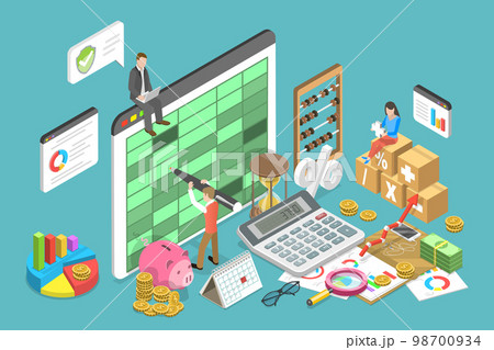 3D Isometric Flat Vector Conceptual Illustration of Financial Accounting 98700934