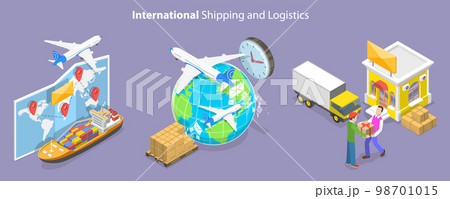 3D Isometric Flat Vector Conceptual Illustration of International Shipping And Logistics 98701015