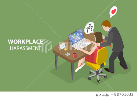 3D Isometric Flat Vector Conceptual Illustration of Workplace Harassment 98701032