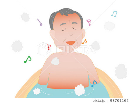入浴中に歌を歌う高齢者。 98701162