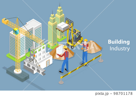 3D Isometric Flat Vector Conceptual Illustration of Building Industry 3D Isometric Flat Vector Conceptual Illustration of Building Industry 98701178