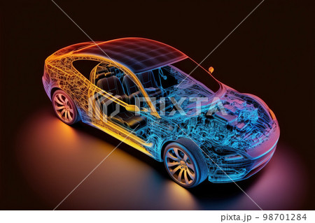 Virtual simulation of future electric car...のイラスト素材 [98701284] - PIXTA