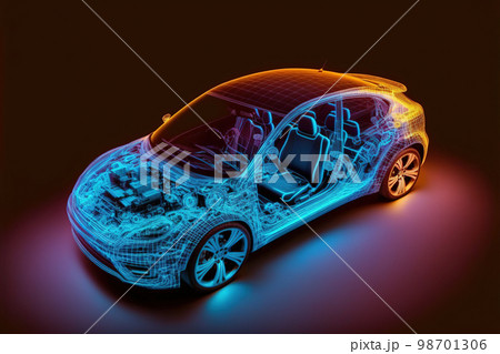 Virtual simulation of future electric car...のイラスト素材 [98701306] - PIXTA