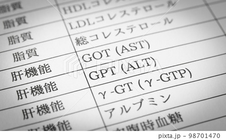 健康診断　健康管理　GPT　ALT　肝機能　肝臓 98701470