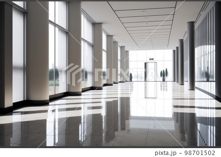 Empty entrance hall of modern public station or large convention center lobby 98701502