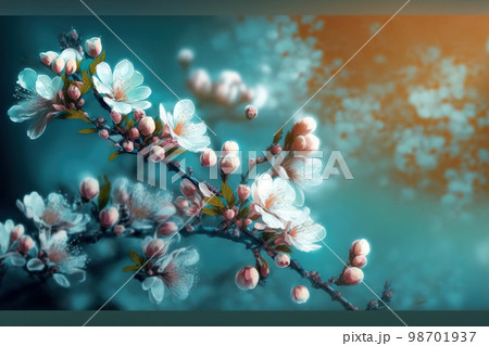 Floral flower spring abstract background of cherry blossom flower in spring 98701937