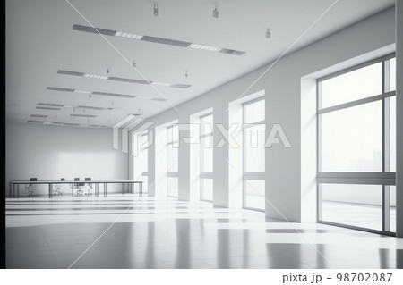 Empty modern office background . Workspace interior design white color . 98702087