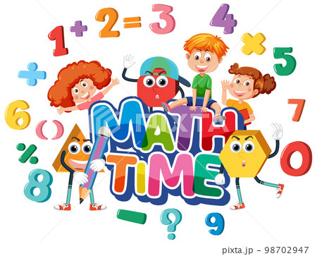 Children cartoon character with math and number...のイラスト素材 [98702947 ...