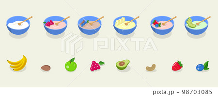 3D Isometric Flat Vector Conceptual Illustration of Cereal Breakfast 3D Isometric Flat Vector Conceptual Illustration of Cereal Breakfast 98703085