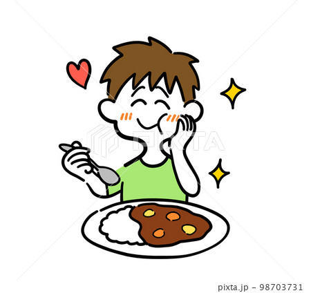 カレーライスを食べている男性 カレーライスを食べている男性 98703731