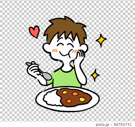 カレーライスを食べている男性 カレーライスを食べている男性 98703731