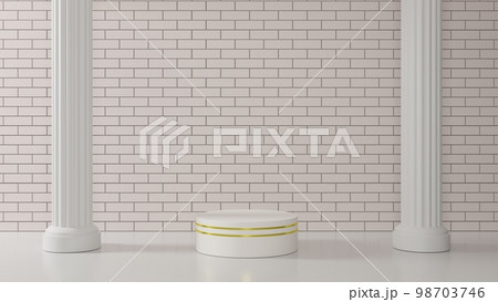 white stand and neon light in the white room.3d rendering.	 98703746