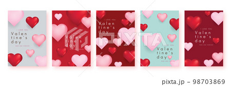Set of Valentine's day sale poster or banner background. Vector illustration. Set of Valentine's day sale poster or banner background. Vector illustration. 98703869