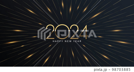 2024 Happy New Year elegant design - vector illustration of golden 2024 logo numbers on black background - perfect typography for 2024 save the date luxury designs and new year celebration. 2024 Happy New Year elegant design - vector illustration of golden 2024 logo numbers on black background - perfect typography for 2024 save the date luxury designs and new year celebration. 98703885