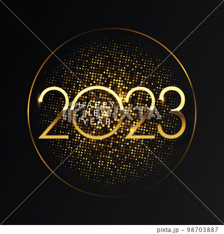 2023 Happy New Year and Merry Christmas Abstract shiny color gold circle design element 2023 Happy New Year and Merry Christmas Abstract shiny color gold circle design element 98703887