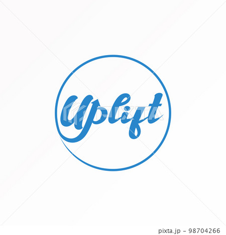 Letter or word UPLIFT writing font in circle with arrow up image graphic icon logo design abstract concept vector stock. Can be used as a symbol related to lettering or wordmark 98704266