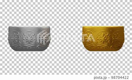 gold and silver bowl and thailand flowers emblem mark. songkran festival thailand travel. 98704422