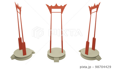 element of giant swing sao ching cha top view. set of architecture thailand travel. songkran festival. element of giant swing sao ching cha top view. set of architecture thailand travel. songkran festival. 98704429