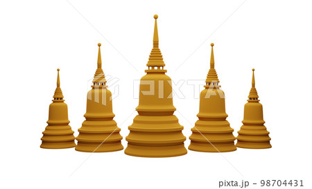 element of padoda stupa tower thailand temple object front view. songkran festival thailand travel. 98704431