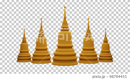 element of padoda stupa tower thailand temple object front view. songkran festival thailand travel. 98704431
