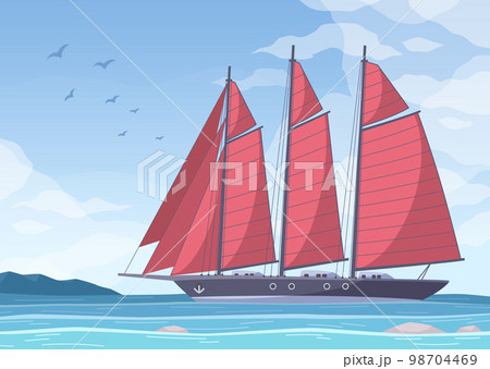 Red Sail Yacht Composition 98704469