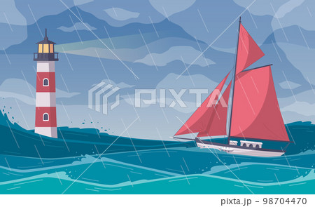 Yacht In Storm Composition 98704470