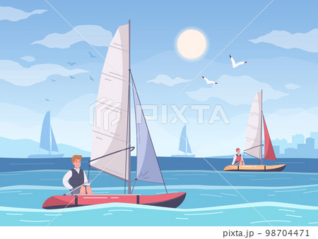Yachting Hobby Cartoon Composition 98704471